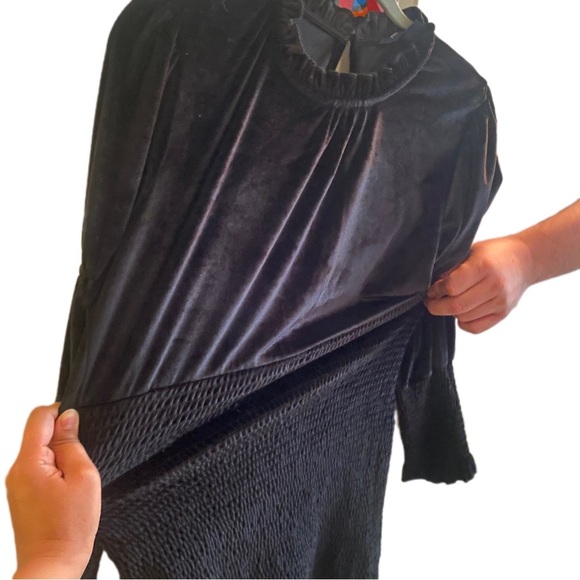 French Connection Sula Black Velvet Ruffle Long Sleeve Mini Sheath Dress NWT M - Picture 10 of 10